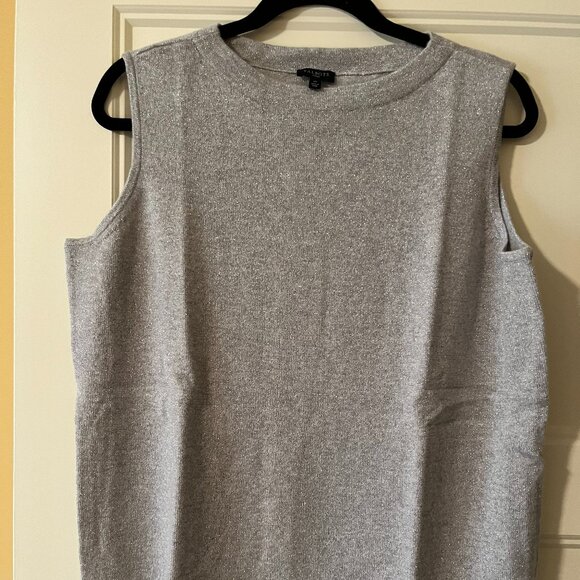 PRICE DROP Talbots NWT Cashmere Sleeveless Shell Light Grey Metallic 1X - Picture 1 of 4